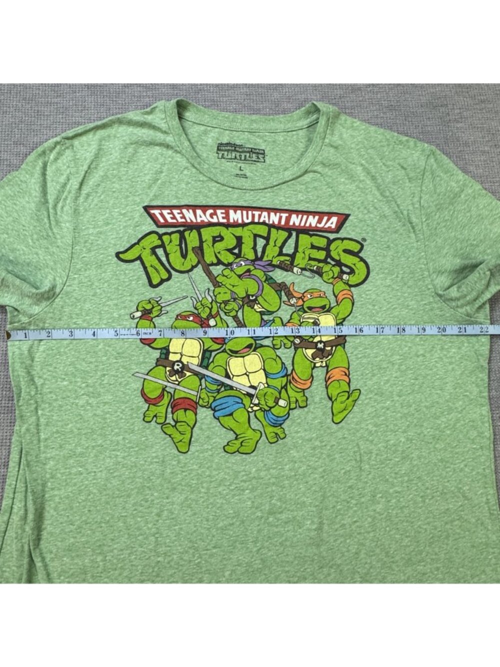 Teenage Mutant Ninja Turtles Graphic T-Shirt Size L Green Heathered Nickelodeon - Picture 8 of 11